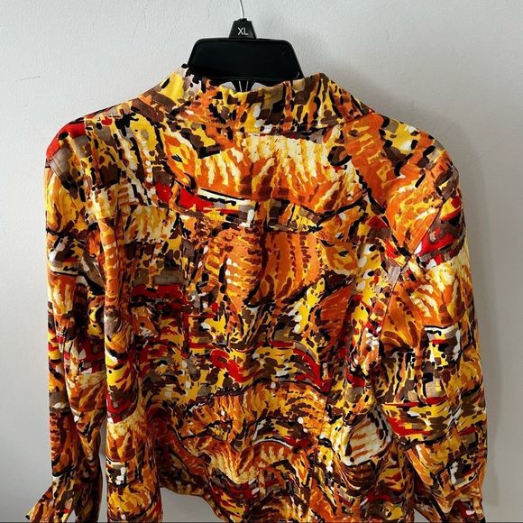 Additions By Chico's Button Floral Jacket Orange Fuchsia Tropical Size 3 (XL). - Picture 6 of 7